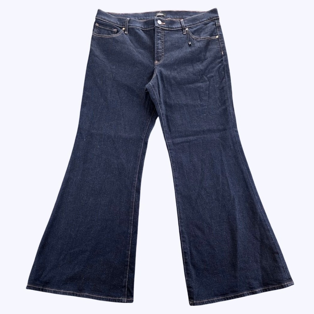 Express 70s Flare Jeans Womens 16S Dark Indigo Excellent Mid Rise Stretch